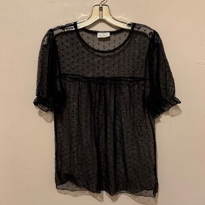 Free Kisses Black Sheer Blouse